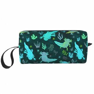 Axolotl Modèle Sac Cosmétique Femmes Grande Capacité Salamandre Animal Maquillage Cas Beauté Stockage Sacs De Toilette Dopp Kit Case Box m0hu #