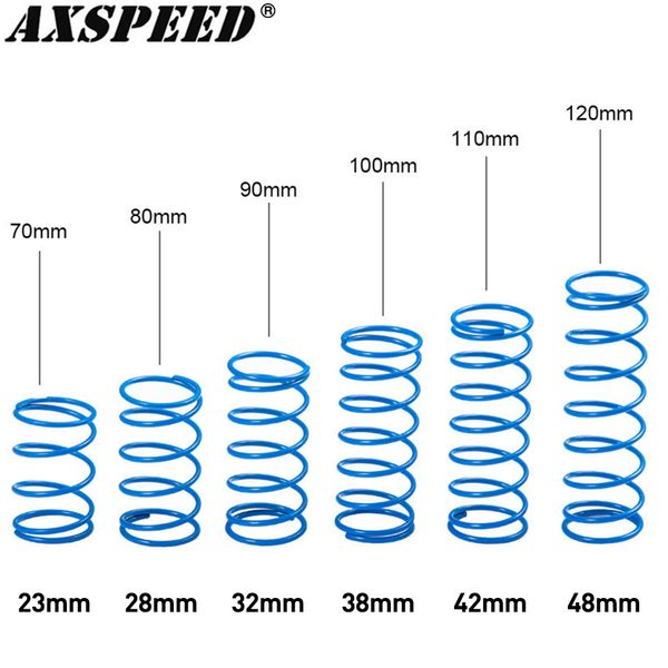 Axspeed 4pcs Spring de amortiguadores de metal Spring 70/80/90/100/110/120 mm Spring de velocidad para 1/10 RC Crawler Axial SCX10 90046 TRX4 TRX6 D90