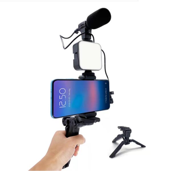 AY-49 Selfie Monopods Smartphone Vlogging Kit Equipo de grabación de vídeo con trípode Luz de relleno Obturador para cámara Teléfono Youtube Set Vlogger Kits