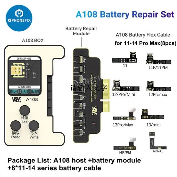 AY A108 NON REPOSE FACE ID ID FLEX Cable A108 Box Kit Programmer Kit pour l'iPhone 8 - 14 Pro Max True Tone Face ID ID RÉPARATION DE BATTERIE