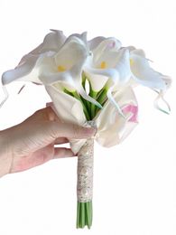 Ayicuthia Real Touch Ivory Calla Lily Wand pour la demoiselle d'honneur Fr Girl Keepsake Mini Fr Wand Wedding Bouquet Bouquet S28 E55E #