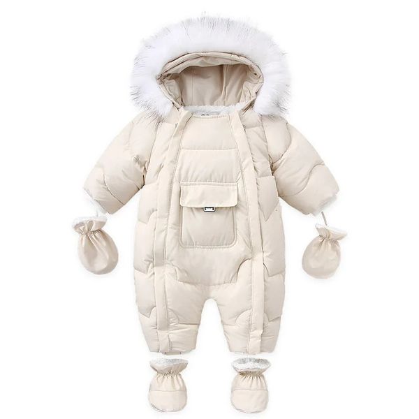 AYNIGIELL hiver né épaississement combinaison intégré laine à capuche vers le bas barboteuse bébé garçons et filles chaud neige salopette 240202