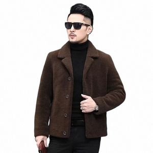 Ayunsue hiver 100% mouton cisaillement veste hommes réel manteaux de fourrure mâle court chaud laine vestes hommes vêtements d'extérieur nouveau manteau homme SQQ731 m6eh #