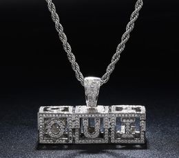 AZ 09 Nom personnalisé Square Cube Lettres creuses Collier Pendant Collier Gol Silver Cumbic Zircon Men Femmes Hiphop Jewelry7630892