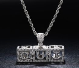 AZ 09 nom personnalisé carré Cube lettres creuses pendentif collier chaîne or argent cubique Zircon hommes femmes HipHop bijoux 7991804