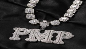 AZ Aangepaste Naam Vergulde CZ Diamant Iced Out Cursieve Letter Initial Ketting voor Vrouwen Mannen Hip Hop Ketting met 24 inch Touw Ch4414961