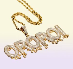 AZ Aangepaste naam Initiële letters Hangketting met touwketen en tennisketen Silver Gold Color Iced Jewelry39395106683050
