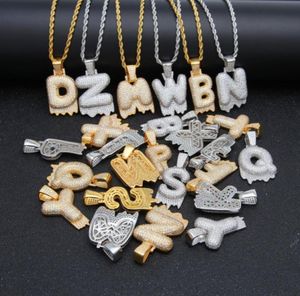 AZ Aangepaste naam Letter Pendant ketting met touwketen Goudzilver kubieke zirconia hiphop sieraden drop 7305218