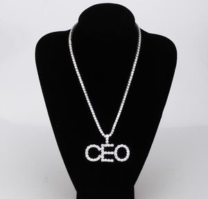 AZ – collier avec pendentif en forme de lettre et nom personnalisé, avec chaîne en corde et chaîne de Tennis, couleur argent et or, bijoux glacés 3619990