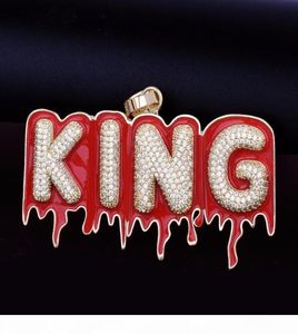 AZ Nom personnalisé Huile Red Crushing Bubble Drip Letter Pendant Collier Hiphop Bijoux Gold Silver avec chaîne de corde 24 pouces4692747