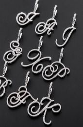 AZ CZ – collier avec pendentif en forme de lettre artistique personnalisée, en zircone cubique glacée, pour hommes et femmes, bijoux 6290999