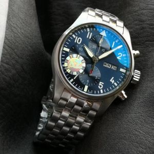 AZ fabriekshorloge van hoge kwaliteit IW388102 horloge fijne stalen kast band blauwe wijzerplaat CAL.69385 automatisch mechanisch chronograaf uurwerk 41MM