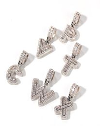 AZ Small Baguette Letter Prendant Collier avec chaîne de corde Gol Silver Zirconia Hop Hop Jewelry Drop 6970379