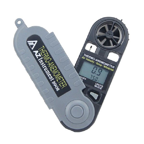 AZ8908 forma de cuchillo Mini anemómetro probador de temperatura medidor de flujo de aire anemómetro de enfriamiento del viento temperatura