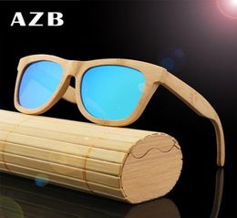 AZB gafas de sol polarizadas de madera de bambú, gafas de madera para hombres y mujeres, gafas de montura grande, gafas de sol retro ZA789038365