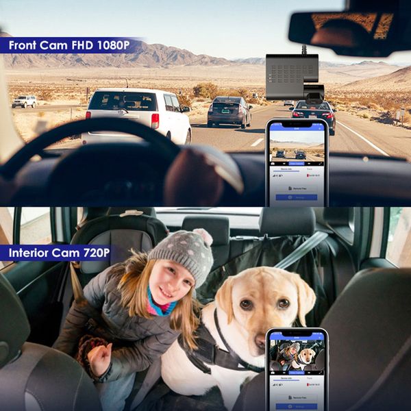 Azdome 4G Dash Cam avec deux caméras Video en direct GPS Suivi Android WiFi Remote Surveillant Car DVR Camera Recorder