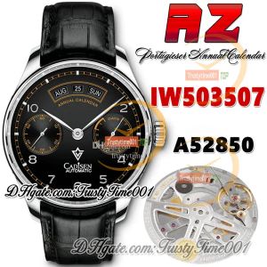 AZF AZ503507 Pisa Montre chronographe à calendrier annuel pour homme avec réserve de marche, cadran automatique noir/orange, index argentés, bracelet en cuir