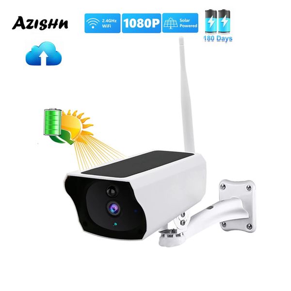 AZISHN 1080P caméra IP WIFI sans fil panneau solaire batterie caméra de sécurité 2MP PIR deux voies Audio étanche caméra de Surveillance 240304