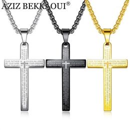 Aziz Bekkaoui Collar de acero de titanio masculino Collar vintage Verso Boy's Bible Accesorios para hombres para hombres Gift12329272