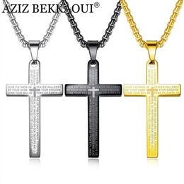 Aziz Bekkaoui Collier en acier en titane masculin Collier croix vintage Verse Boy's Pendant Bible Men's Accessoires pour 312E