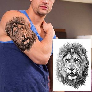 AZJH TATOO TRANSFER LION TIGER COOL TATTOAR TATOO Sticker Fashion Wolf Animal Animal Art Art Art de corps Faux Tatoo Rovable Men Femmes Personnalité 240427