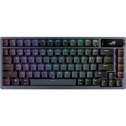 Azoth 75% draadloos gamingtoetsenbord met OLED-display, hot-swappable NX rode schakelaars, drielaagse demping, RGB-verlichting en PBT-keycaps - zwart