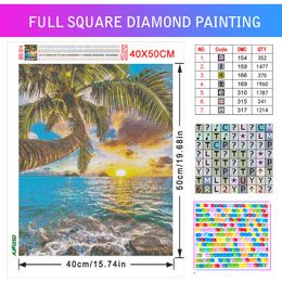 AZQSD 5D Diamond Art Painting Kits Seaside Sunset Bridge Picture of Strijntestonen Diamant borduurwerk schilderachtig mozaïek liefde thuisdecoratie