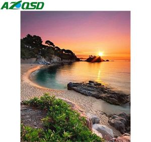 AZQSD coloriage par numéros coucher de soleil paysage peint à la main moderne mur Art peinture à l'huile par numéros sur toile fait à la main Unique cadeau 7095753