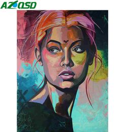 AZQSD pintura al óleo por números pinturas de mujeres africanas pintura de retrato DIY por lienzo con números kits de pintura 40x50cm sin marco1493194
