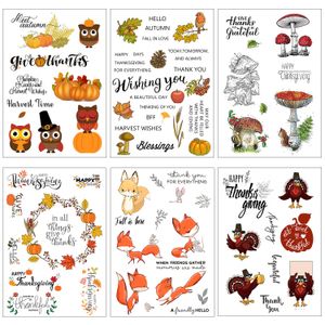 AZSG Thanksgiving Owl / Pumpkin / Fall Friendship Clear Stamps Clear For DIY Scrapbooking Carte Making Album Decorative Silicone Seal Craft