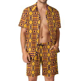 Aztec African Print Men Sets Tribal Sethnic Casual Shirt Set Hawaii Beach Shorts Summer Summer Two-Piece Plus taille 2xl 3xl 240412