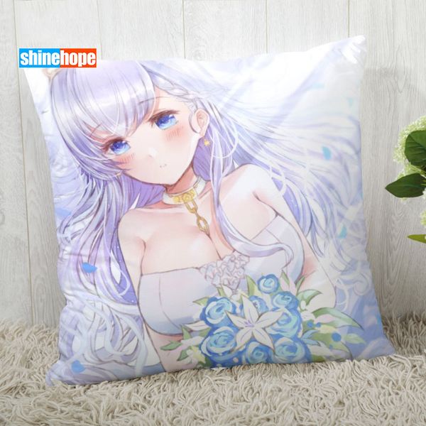 Cubierta de almohada Azur Lane Personalizar funda de almohada de anime Modern Home Decorative Pillow Case para sala de estar 45x45cm, 40x40cm
