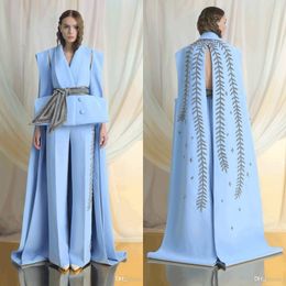 AZZIOSTA robes de bal bleu ciel broderie combinaisons robes de soirée formelles balayage Train spécial concours Junior robe de soirée personnalisé