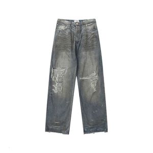 B Hidden Dyed Dirty Aristocratic Family Denim Pantalon, Jeans Os amples pour hommes et femmes