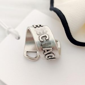 B diseñador de letras Anillos vintage retro para mujeres Paris Plata antigua Silver Old Barroque Pareja Handicraft Anillos Nava China Anillo de dedo Joyería