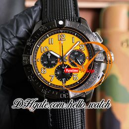 B01 Mission nocturne 44 mm VSB0147101I1X2 CHRONOGRAPHIQUE CHRONOGRAPHIQUE MONTRE JAUNE PVD PVD ACTEUR NOIR NYON / STRAP DE SORGE DE CUIR HELLOWATCH C132A5