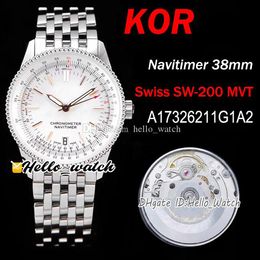 B01 A17326211G1A2 Horloges Korf 38mm Swiss SW200 Automatische Unisex Mens Womens Horloge White Dial Roestvrijstalen Armband HELLO_WATCH HWBE D1 (3)