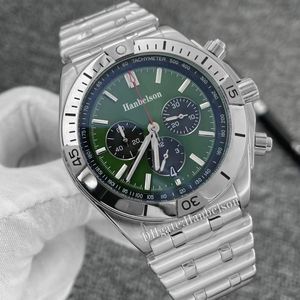 B01 montre pour hommes chronographe VK mouvement à Quartz Bracelet en acier cadran vert lumineux date noire montres de Sport pour hommes