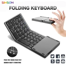 B033 Mini clavier sans fil Bluetooth pavé tactile Portable magnétique Triple clavier pliant pour Windows Android IOS iPad téléphone