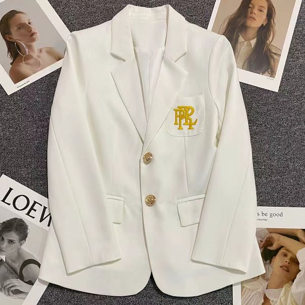 B052 Femmes Costumes Designer Blazers Lettre Broderie Costume Veste Blanc Pour Femmes À Manches Longues Manteau Surdimensionné Lâche Blazer Bureau Dames Noir Tops