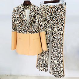 B072 Trajes de diseñador para mujer Blazers Tide Brand Diseñador de moda retro de alta calidad Traje de leopardo
