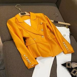 B073 costumes pour femmes Designer Blazers Tide Marque de haute qualité Retro Fashion Pure Color Series Jacket Lion Lion Double-Basted Slim Plus Taille Vêtements pour femmes