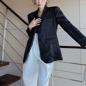 B086 Designer Femme Blazers Vêtements de haute qualité Vêtements de mode Superaen printemps Slim Fit Sexy Sexy Notched Black Office Lady Suit Coat Veste