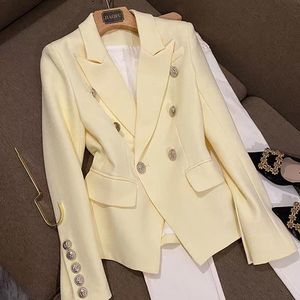 B101 Dames Suits Blazers Tide Brand Hoogwaardige Retro Fashion Designer Presbyopic Maze-serie Pak Jacket Lion Dubbelborstige slanke plus size dameskleding
