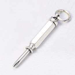 B104 S925 Pendentif En Argent Sterling Personnalisé Style Punk Rétro Hip Hop Simple Tournevis Croix Fleur Lettre Forme Cadeau pour Amoureux