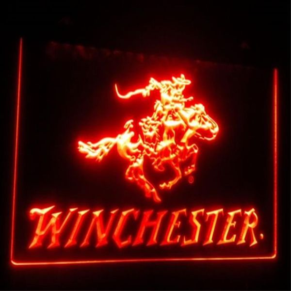 B107 Winchester armes à feu pistolet bière bar pub club 3d signes led néon lumière signe décor à la maison crafts312N