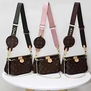 Fourre-tout de luxe Sac à bandoulière Sac à main Designer Sac à main Messager Sacs Marque Bandoulière Totes PU Cuir Femmes Mini 3PCS / Set Porte-monnaie Composite Vieille Fleur 25CM Cross Body