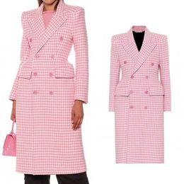 B131 damespakken blazers tide merk hoogwaardige retro modeontwerper roze plevelkant serie pak jasje leeuw slanke plus size dameskleding