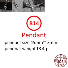 B14 S925 Pendentif en Argent Sterling Personnalisé Mode Épée Sacrée Night Club Lettre Net Rouge Punk Hip Hop Danse Style Bijoux Cadeau pour Les Amoureux