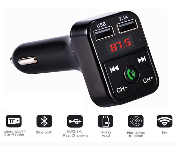 B2 Bluetooth FM transmetteur mains voiture Kit lecteur MP3 TF Flash musique USB chargeur sans fil casque FM modulateur 72PCSLT1484261